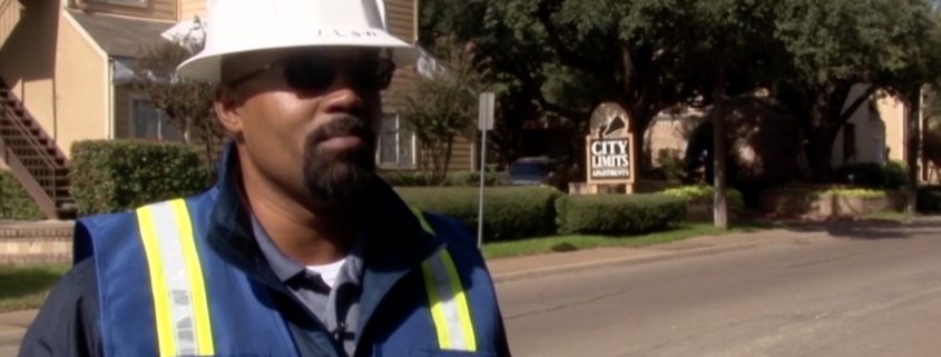 Stonewater Roofing COO and Co-Owner Jacob Law on site at the City Limits Apartments in Dallas.