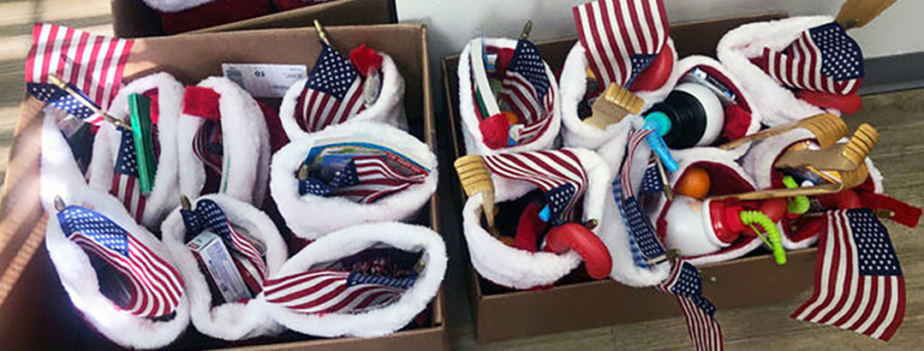 Gifts being given to veterans for the holidays.