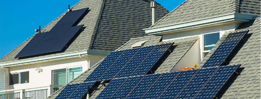 Solar panels on the roof of a home in Texas.