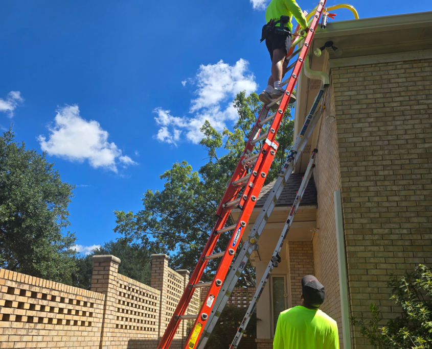 Gutter instal day at a home in Tyler, TX.